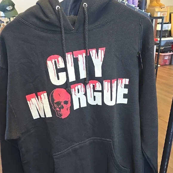 City Morgue Black and Red Graphic Hoodie